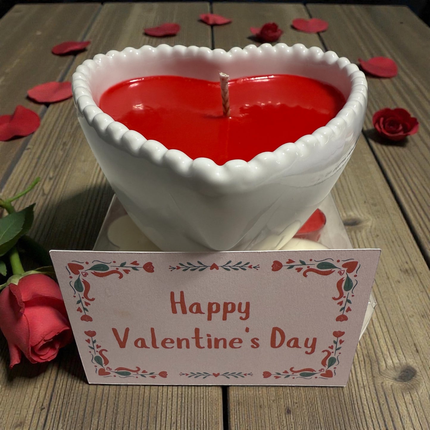 Red Heart Candle & Heart Tea-Light Set